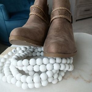 Jellypop Brown Ankle Boots with Braided Strap